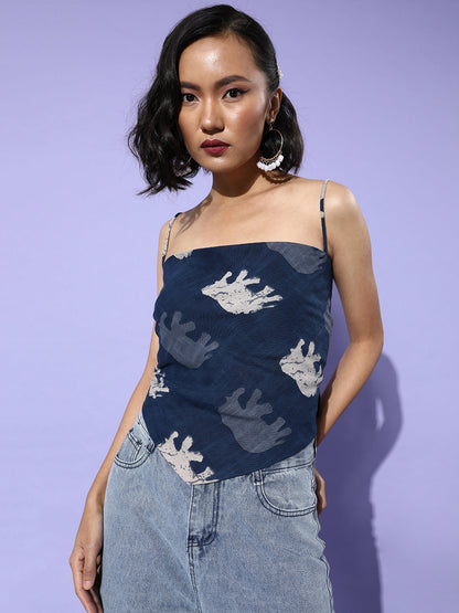 Blue Elephant Scarf Top