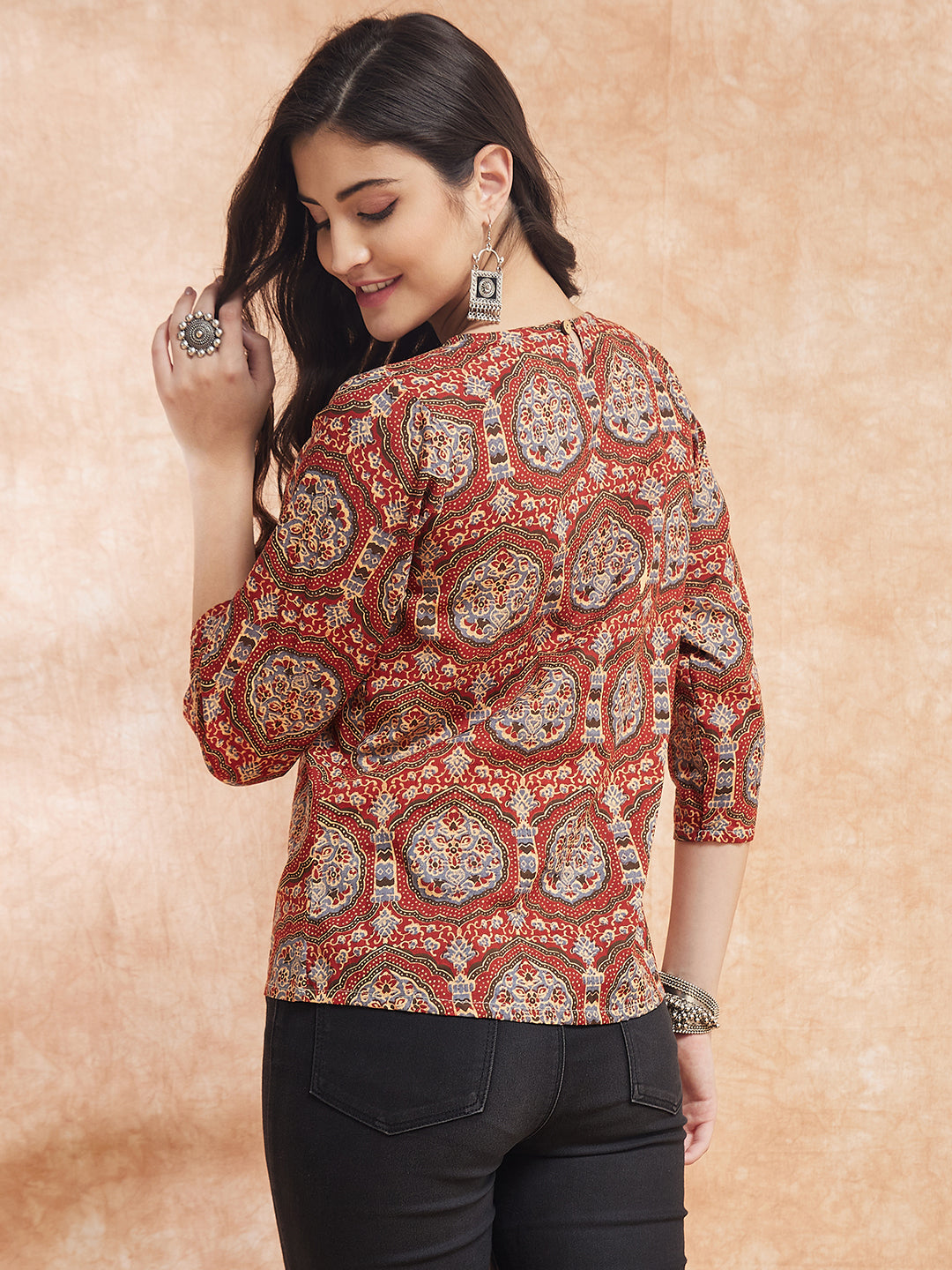 Maroon Mughal Kalamkari Top