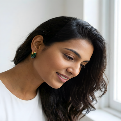 Green Sculptural Resin Hoop Earrings JLT13654