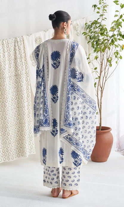 Pure Cotton Summer Special Kalamkari Work Kurta Pant Dupatta Set