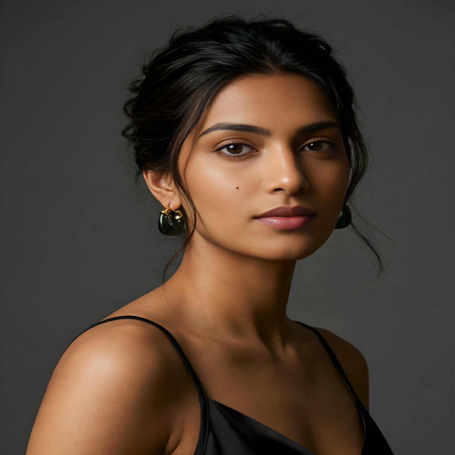 Green Sculptural Resin Hoop Earrings JLT13654