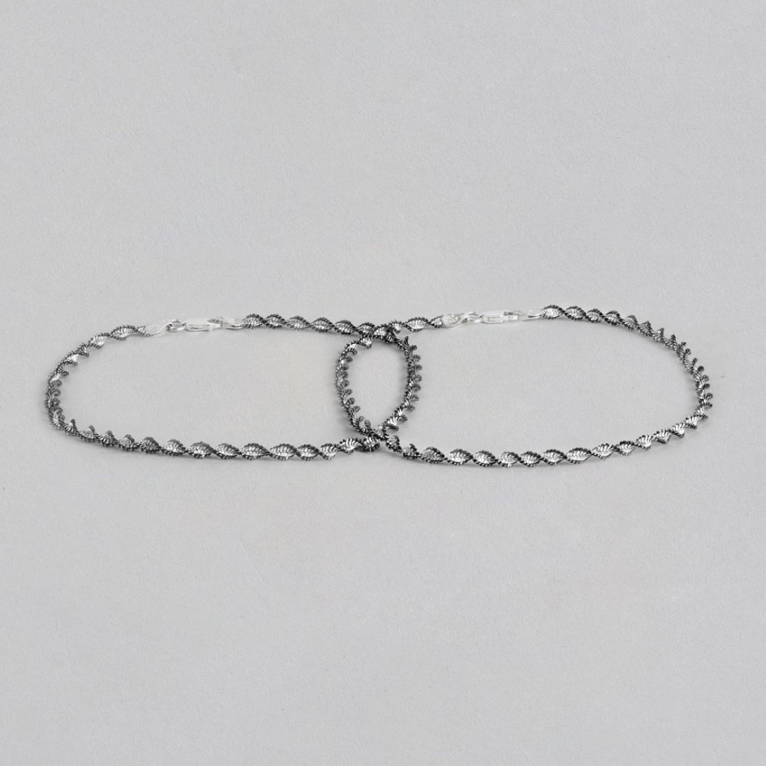 Black Twisted Weave 925 Sterling Silver Anklet