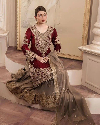 Georgette Sequence work Party Wear Kurti Sharara Dupatta Set - Premium  from Ethenika.com - Just INR 2990! Shop now at Ethenika.com 