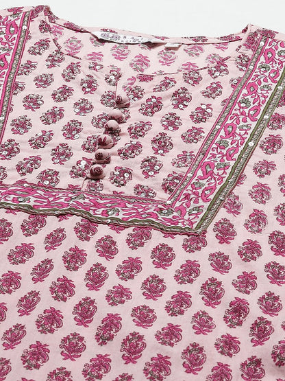 Women Pink Ethnic Motifs Printed Staight Kurta