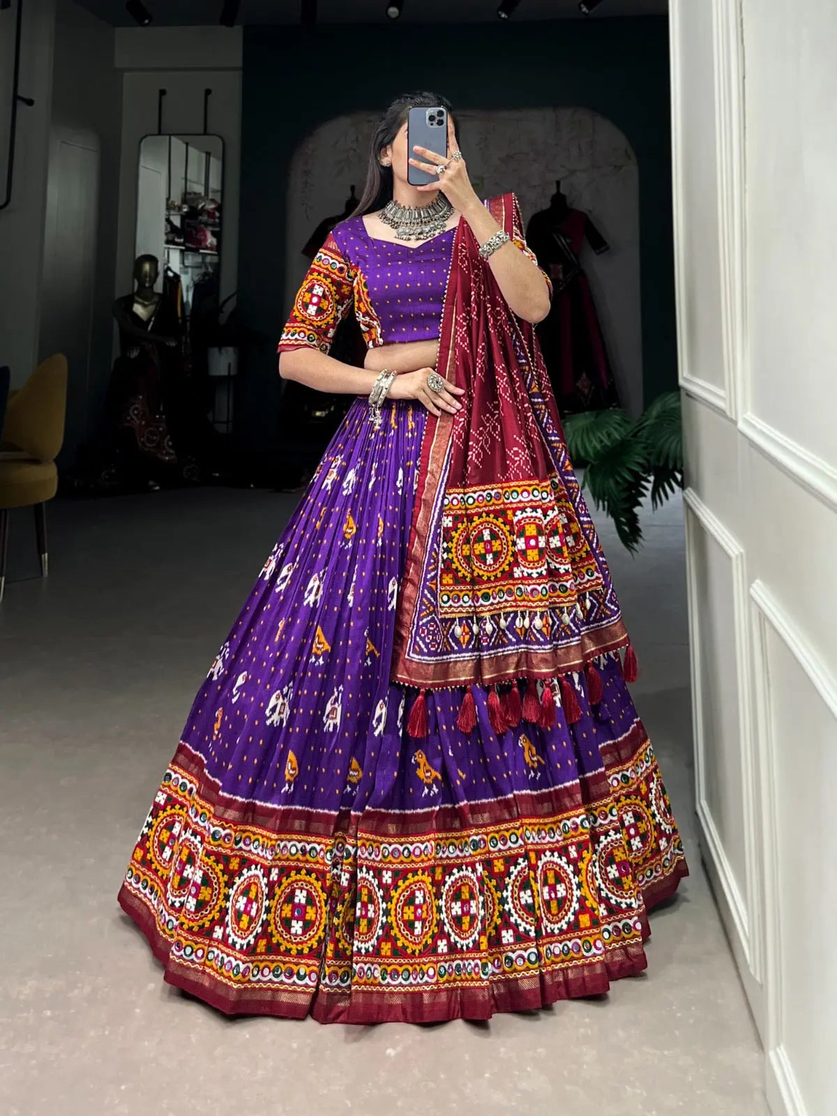 Tussar Silk Patola Print Navratri Special Chaniya Choli - Premium  from Ethenika.com - Just INR 4990! Shop now at Ethenika.com 