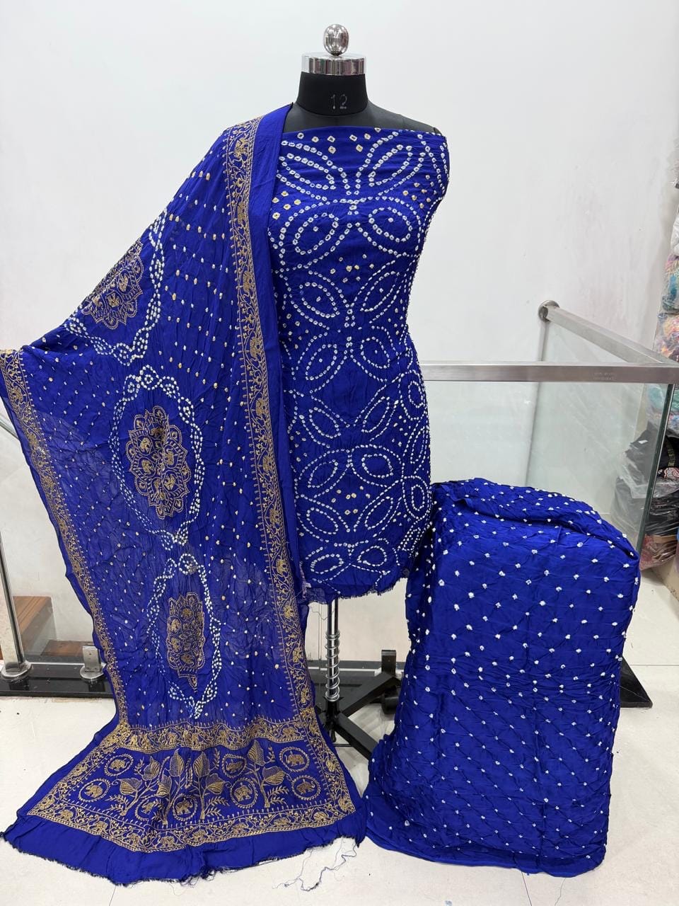 Modal Silk Original Hand Crafted Silk 3pc Bandhani Dress Material