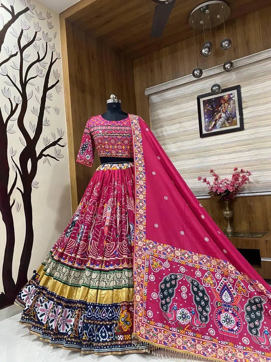 Soft Muslin Digital Print Mirror work Navratri Special Chaniya Choli - Premium  from Ethenika.com - Just INR 3090! Shop now at Ethenika.com 
