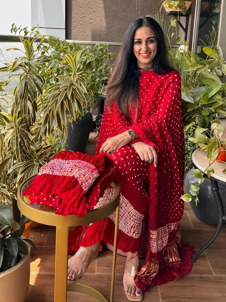 Pure Modal Silk Tye n Dye Authentic Bandhani Dress Material (Unstitched) - Premium  from Ethenika.com  - Just INR 5990! Shop now at Ethenika.com 