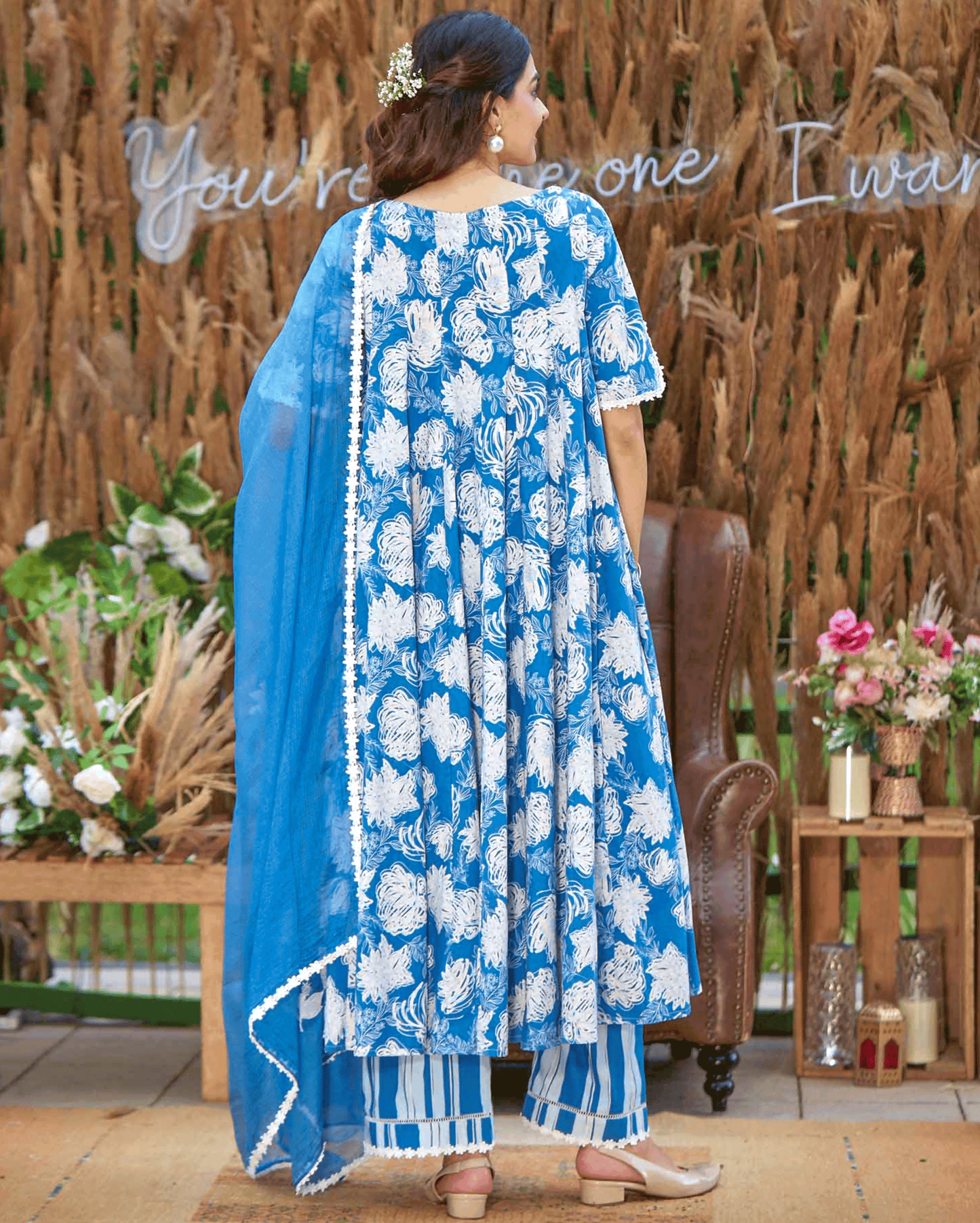 Anvika Blue Printed Cotton Suit Set