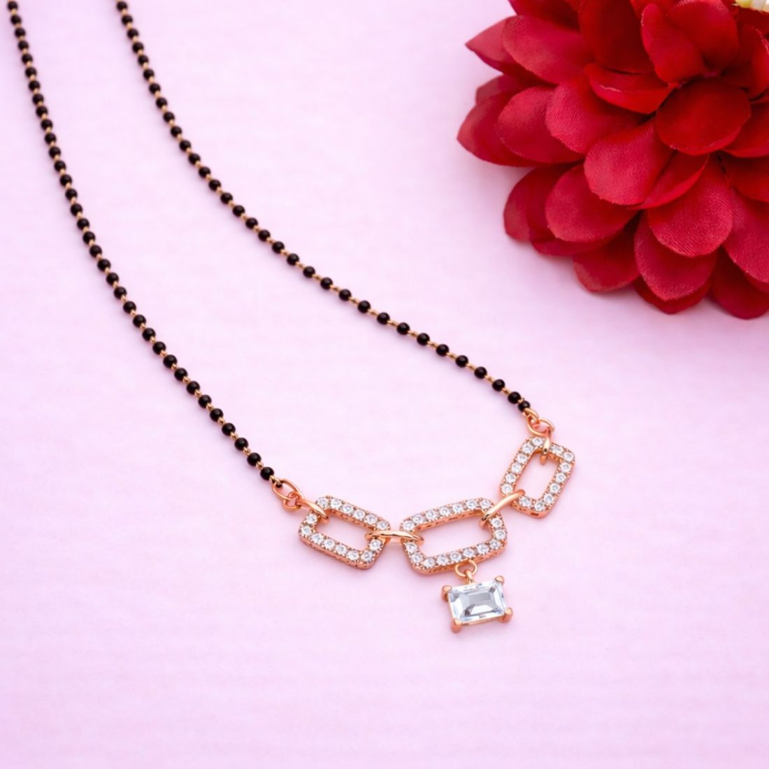 Rose Gold Mangalsutra With Black Bead Chain