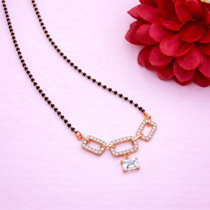 Rose Gold Mangalsutra With Black Bead Chain
