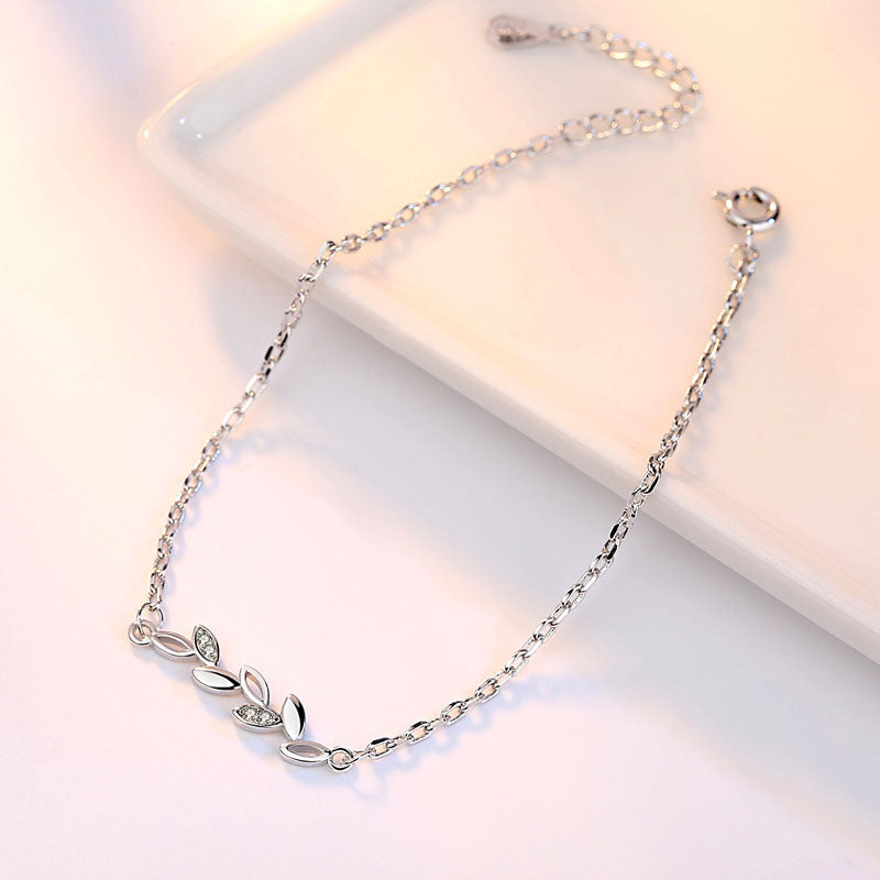 Sleek Silver Plated Leaf Bracelet
