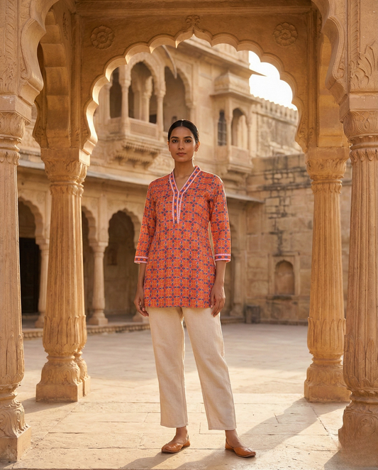 Pastel Hues Orange Cotton Top