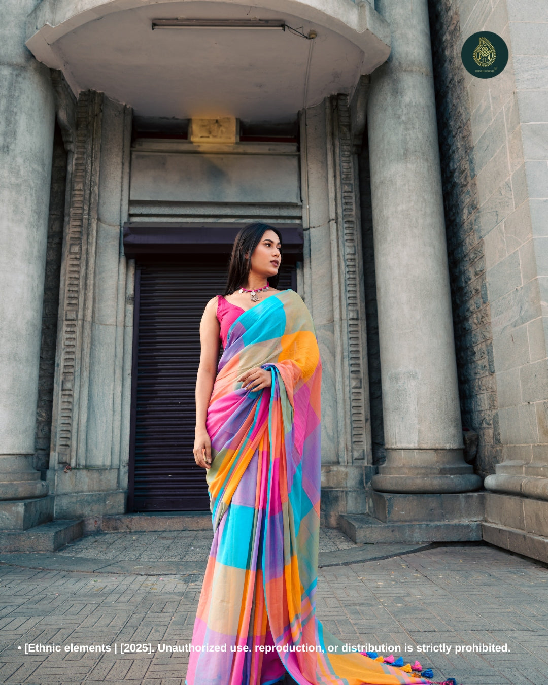 Woven Mul Cotton Handloom Saree - Designer Symphony Of Checks