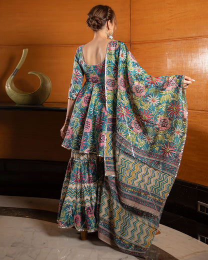 Flower Fairy Handblock Gota Sharara Set