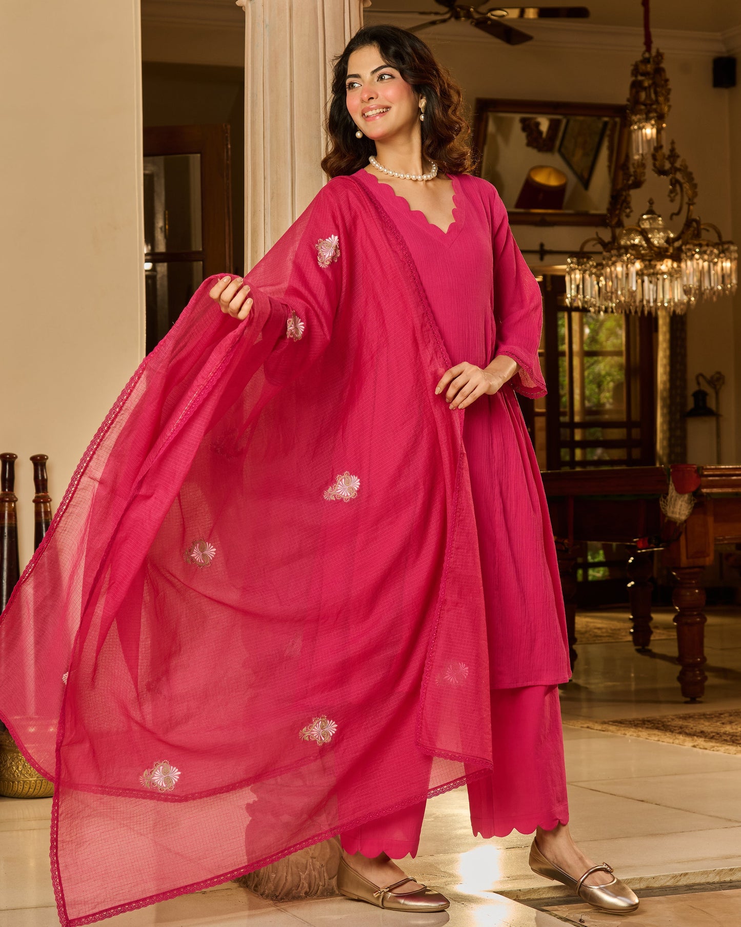 Raj Rani Embroidered Cotton Crush Suit Set