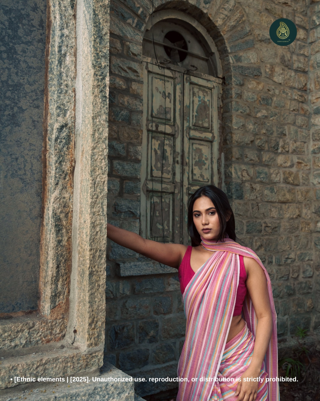 Woven Mul Cotton Handloom Saree - Blush Stripes