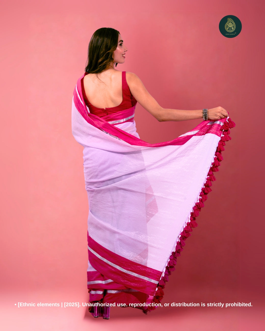 Mul Cotton Saree with Contrast Border Zari Aura - Dewy Lilac
