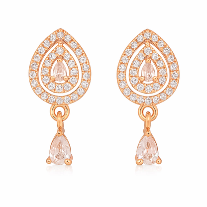 18k Rose Gold Plate stud Earrings for Women and Girls (Drop design