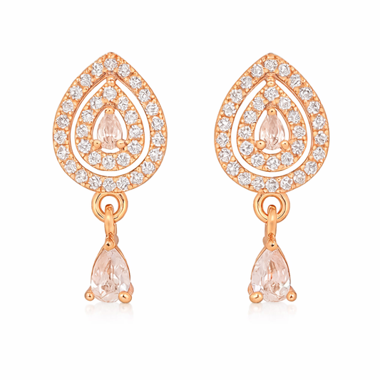 18k Rose Gold Plate stud Earrings for Women and Girls (Drop design