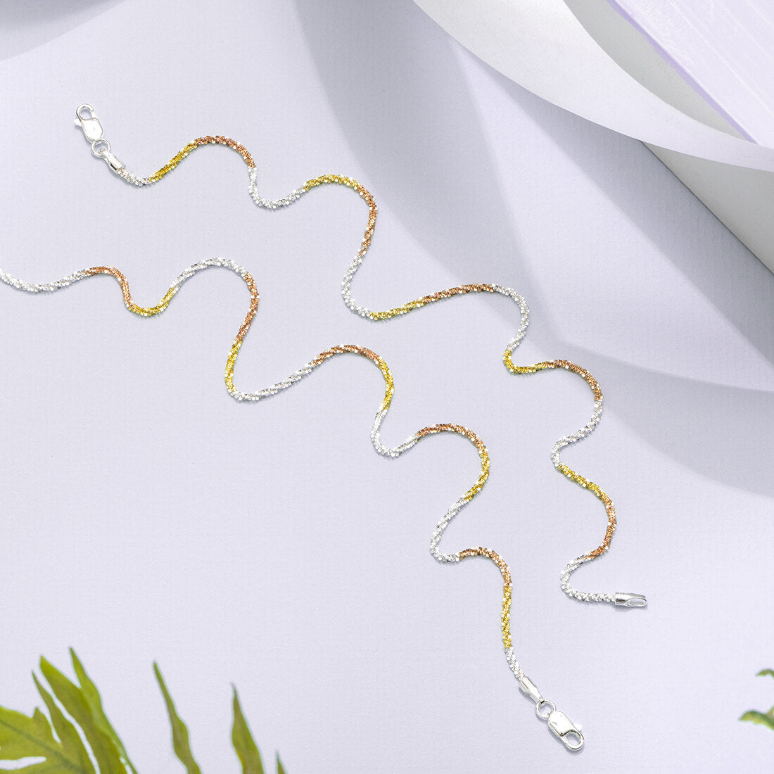 Wavy triple tone weave 925 Sterling Silver anklet. Elegant women's jewellery chain. – Zavya