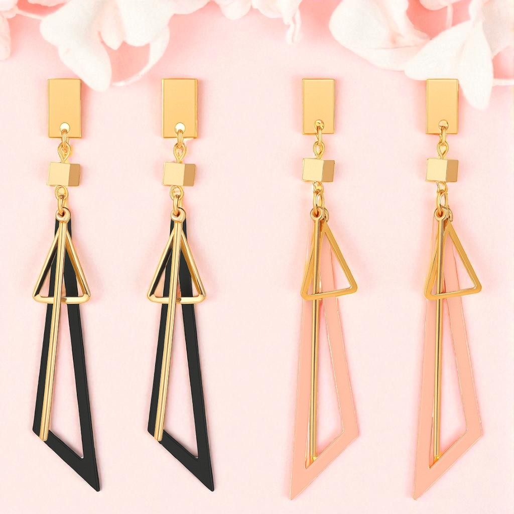 Fancy Hollow Triangle Long Geometric Drop Earrings for Girls & Women