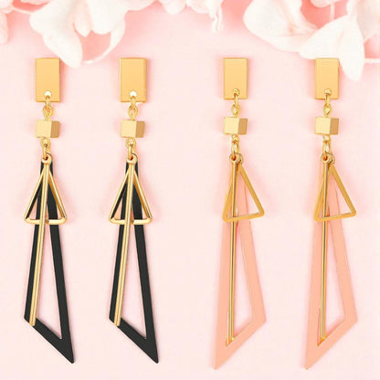 Fancy Hollow Triangle Long Geometric Drop Earrings for Girls & Women