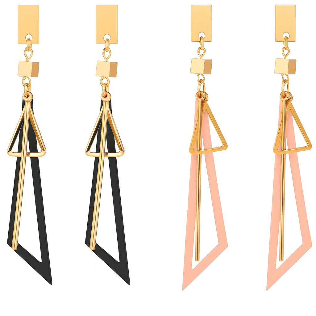 Fancy Hollow Triangle Long Geometric Drop Earrings for Girls & Women