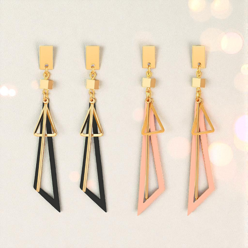 Fancy Hollow Triangle Long Geometric Drop Earrings for Girls & Women
