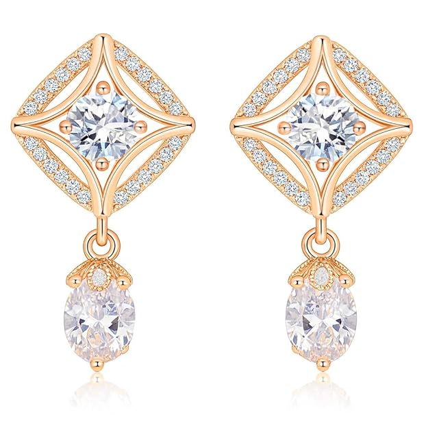 18k Rose Gold PlatedDrop Earrings Women & Girls