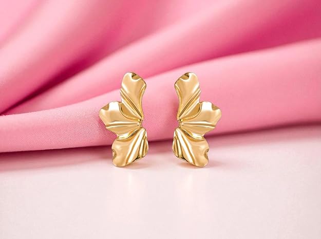 Gold Plated Leaf Pattern Earrings