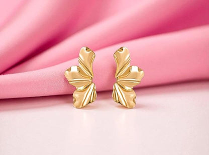 Gold Plated Leaf Pattern Earrings