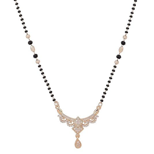 Rose Gold Plated Floral Mangalsutra for Karwachauth