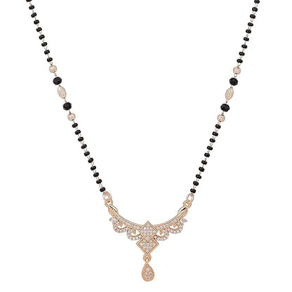 Rose Gold Plated Floral Mangalsutra for Karwachauth