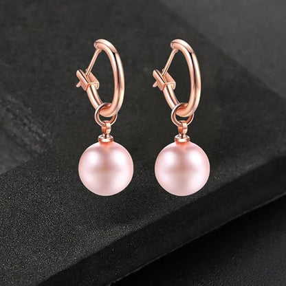 Pink Elegant Pearl Drop Earrings