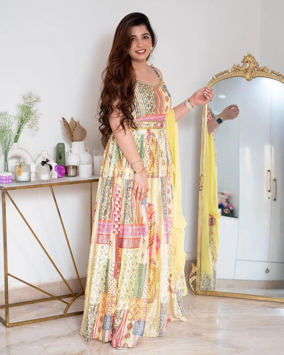 Digital Print work with Belt dupatta Maxi Dress (Stitched) - Premium  from Ethenika.com - Just INR 1790! Shop now at Ethenika.com 