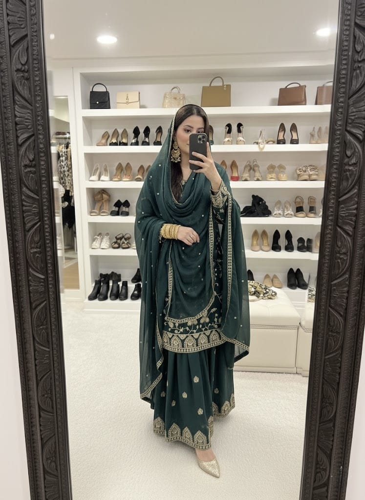 Trending Designer Kurti Sharara Dupatta Set for Eid