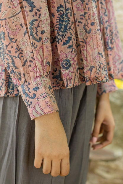 FLORAL RIBBON BUTTERFLY CHANDERI TOP