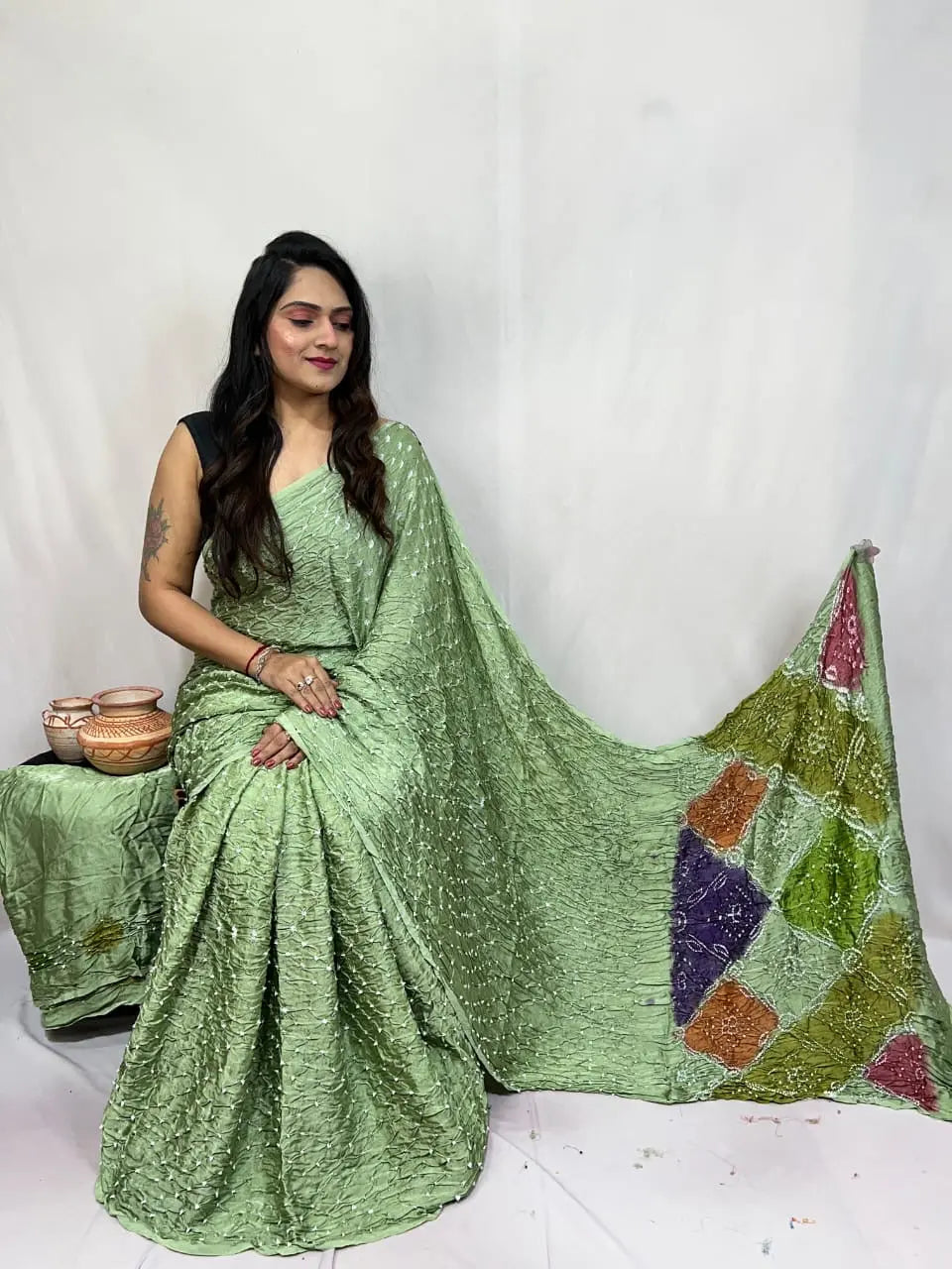 Pure Modal Silk Barik Bandhej Lagdi Pallu Bandhani Saree - Premium  from Ethenika.com  - Just INR 5990! Shop now at Ethenika.com 