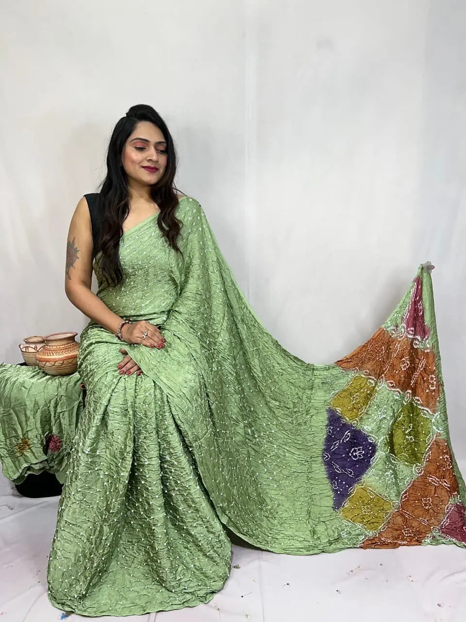 Pure Modal Silk Barik Bandhej Lagdi Pallu Bandhani Saree - Premium  from Ethenika.com  - Just INR 5990! Shop now at Ethenika.com 