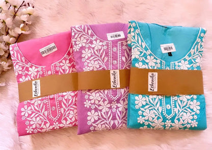 Cotton Thread Embroidery work Kurti Pant Set (Stitched) - Premium  from Ethenika.com - Just INR 1590! Shop now at Ethenika.com 