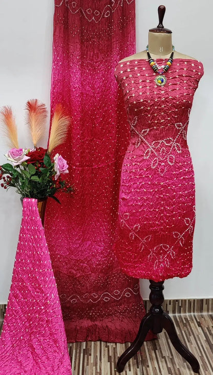 Ghazi Silk Barik Bandhej Kutch Bandhani Dress Material - Premium  from Ethenika.com - Just INR 4990! Shop now at Ethenika.com 