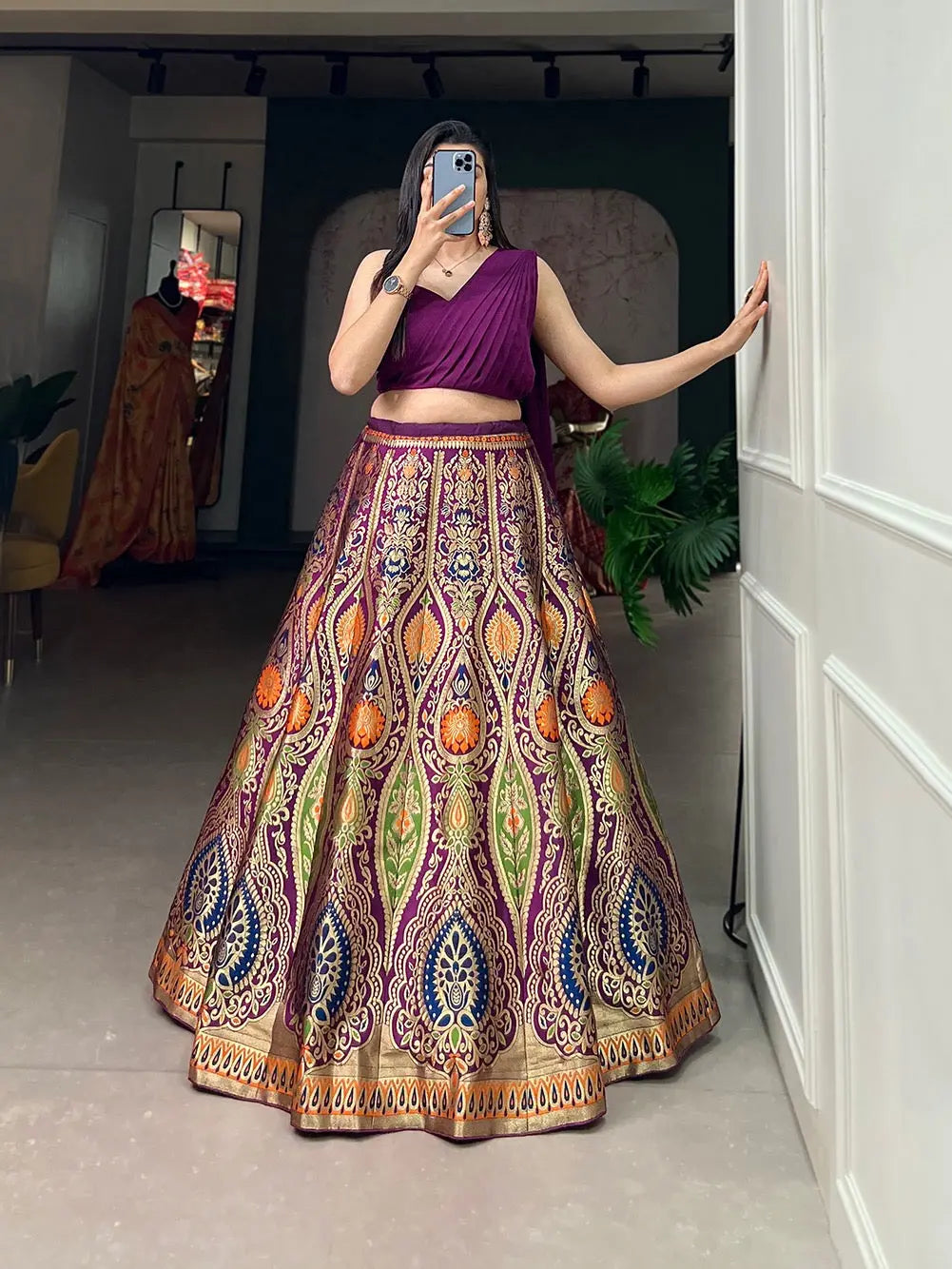 Banarsi Silk Zari Weaving work Lehenga Choli Set - Premium  from Ethenika.com - Just INR 4990! Shop now at Ethenika.com 