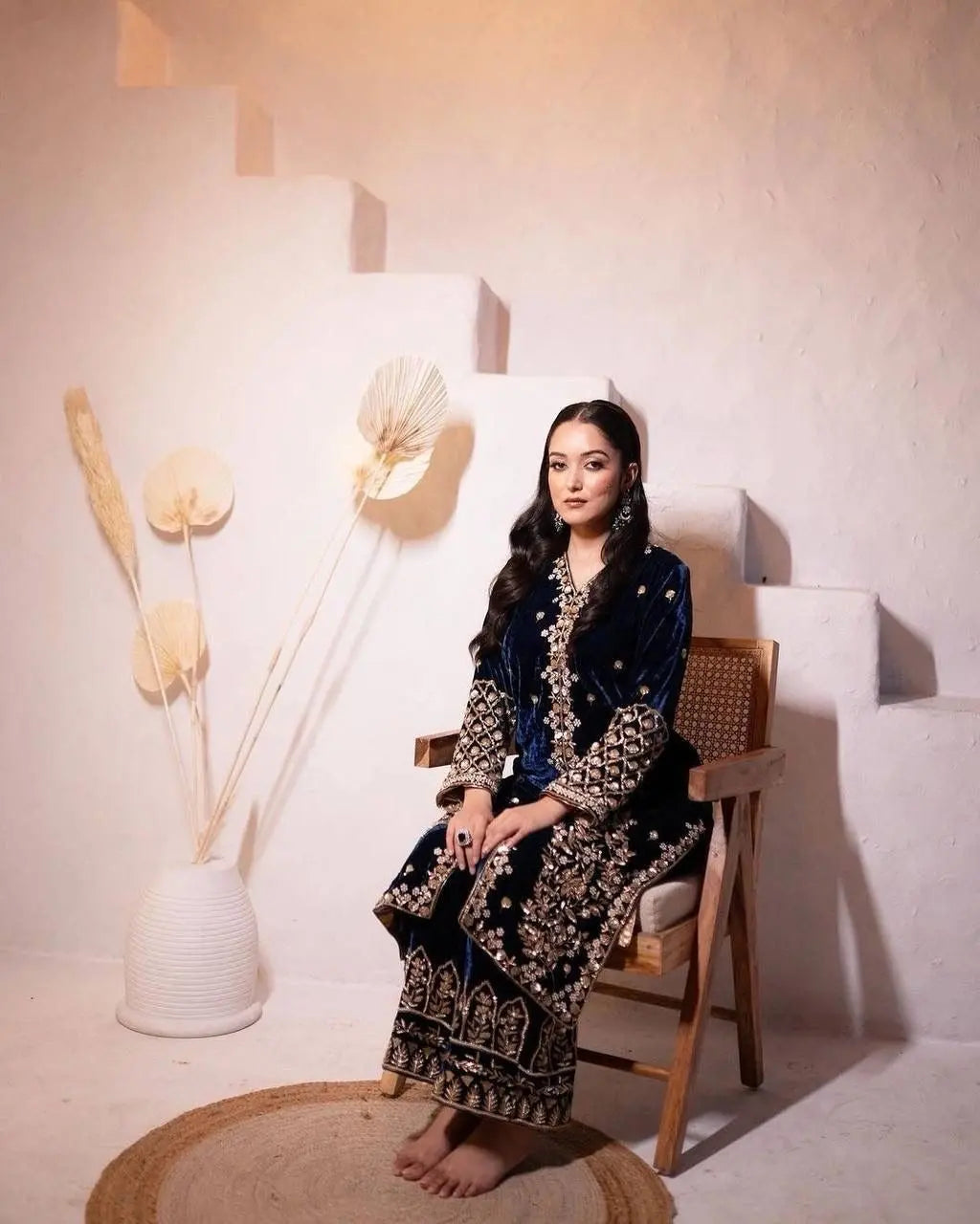 Embroidery work Velvet kurti palazo dupatta Set (Stitched) - Premium  from Ethenika.com - Just INR 2590! Shop now at Ethenika.com 