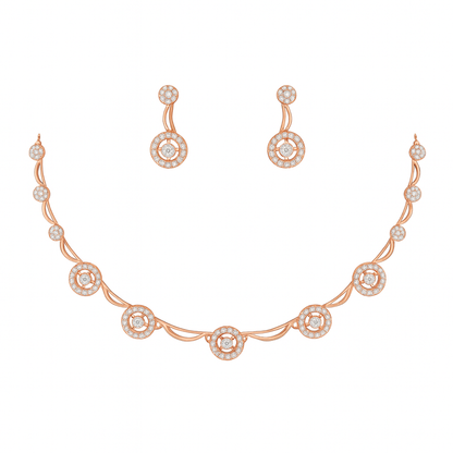 Rose Gold Plated Round Necklace Set For Women