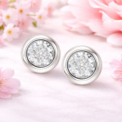 Daily Wear / Office Wear Silver Plated White Zircon Stone Stud Earrings For Girls and Women