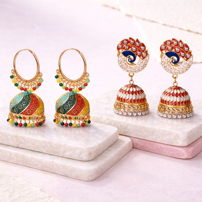The Bloom Set| Value Set| Oxidised Jhumka Earrings| Ethnic Jhumki Collection for Women and Girls