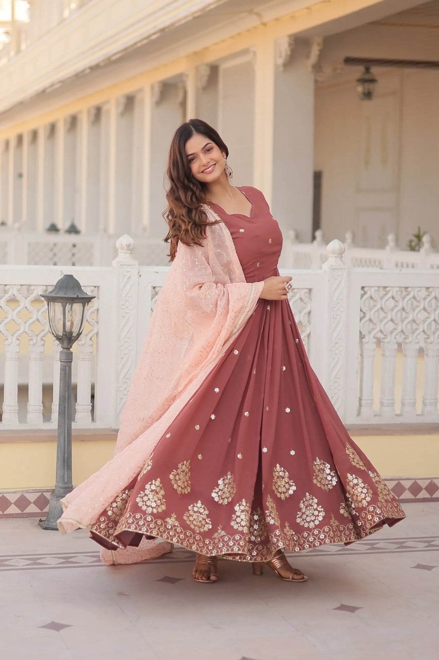 Faux Georgette Zari Thread Sequence Flair work Dress - Premium  from Ethenika.com - Just INR 2990! Shop now at Ethenika.com 