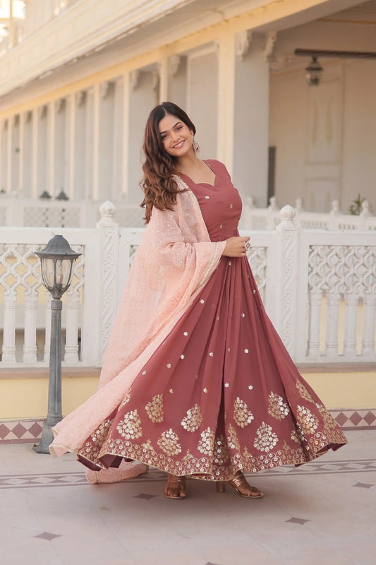 Faux Georgette Zari Thread Sequence Flair work Dress - Premium  from Ethenika.com - Just INR 2990! Shop now at Ethenika.com 