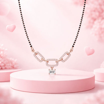 Rose Gold Mangalsutra With Black Bead Chain